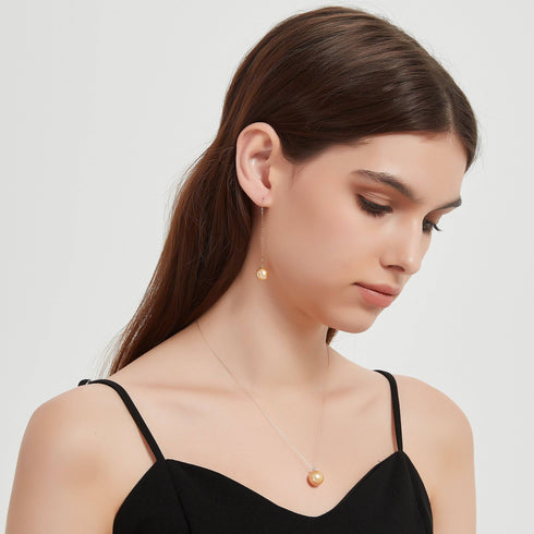 South Sea Golden Pearl Drop Ear Threaders - House Of Pearls
